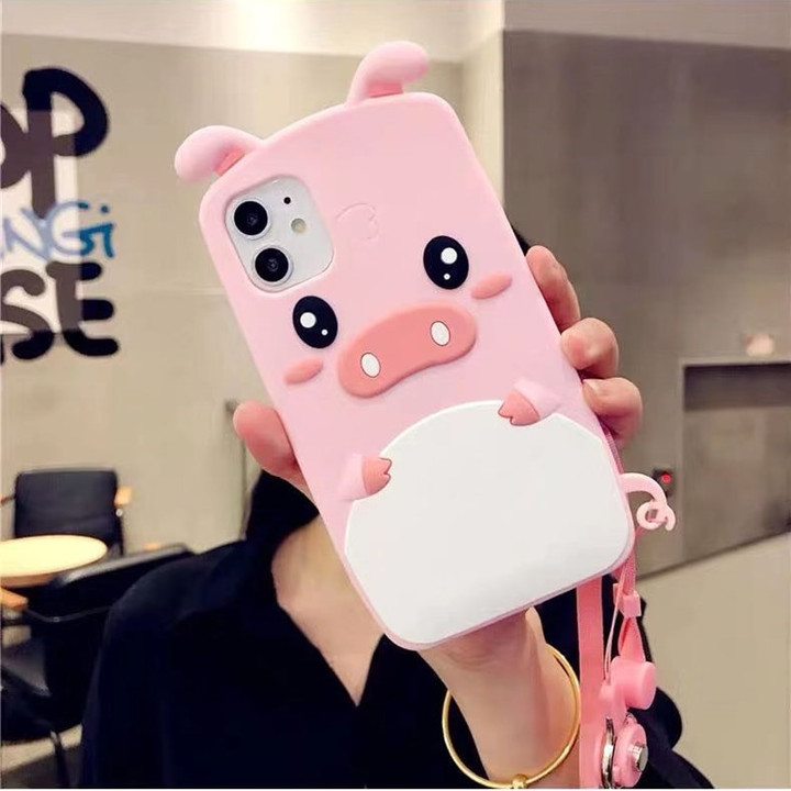 3D Cute Cartoon Pink Pig Phone Case for iPhone 12 Mini 11 Pro XS Max XR X 7 8