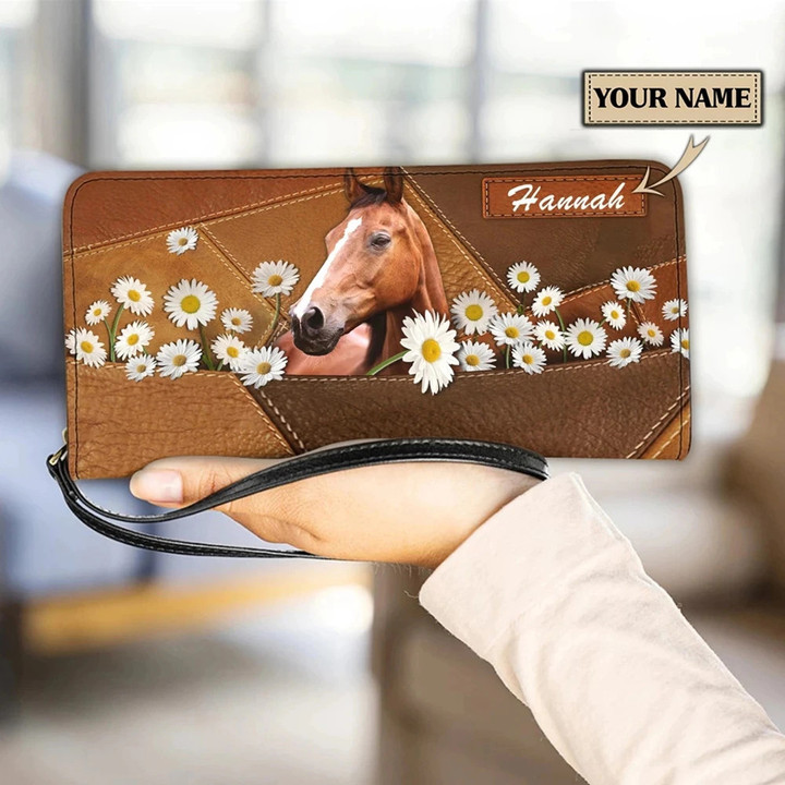 Luxury Brand Purse for Girls Women Elegant Animal Horse Print Small Money Bag Leather Bussiness Card Holder Water Proof Clutches
