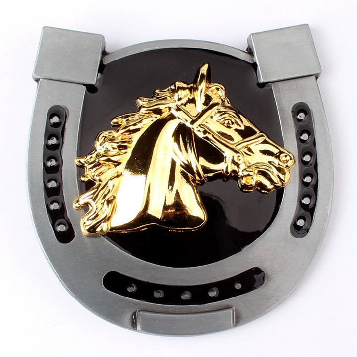 Equestrian Theme Belt Buckle Golden Horse Head Buckle Belt DIY Components