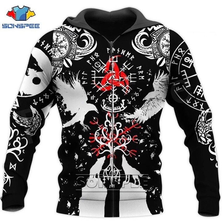 SONSPEE Vikings Symbol Tattoo Viking Warriors Fashion Trucksuit 3D Print Casual Unisex Men's Zipper/Sweatshirts/Hoodies/Jacket