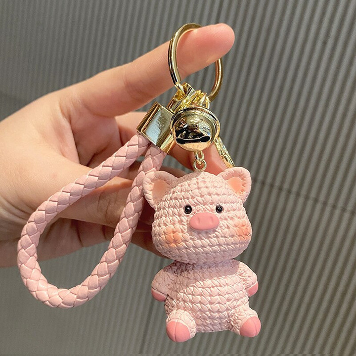 Cartoon Cute Resin Chubby Keychain Meat Flesh Face Animal Dinosaur Chick Bunny Pig Car Key Chain Bag Charm Pendant Accessories