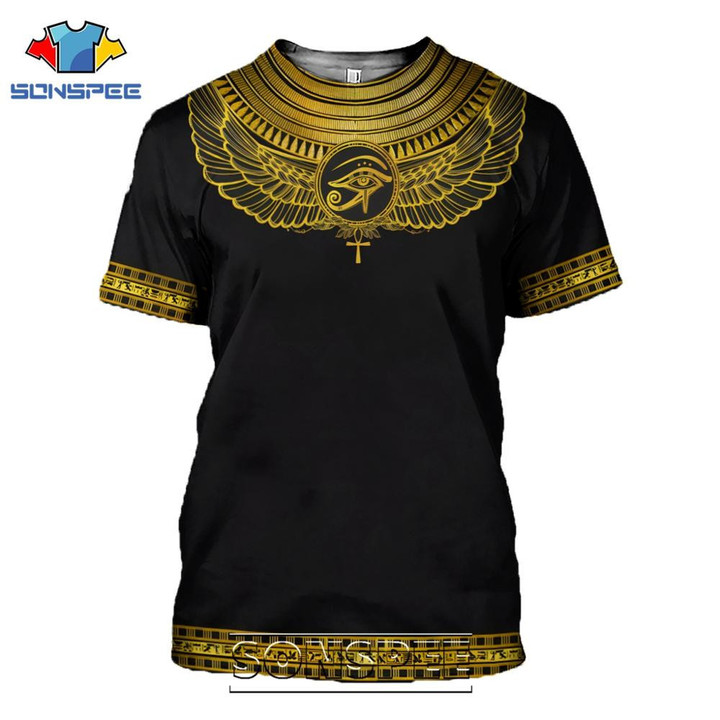 Summer 2022 Men's T-Shirt Casual 3D Printing Ancient Egypt Eye of Horus Egyptian Symbol T-Shirt Men's Women's Short Sleeve Plus