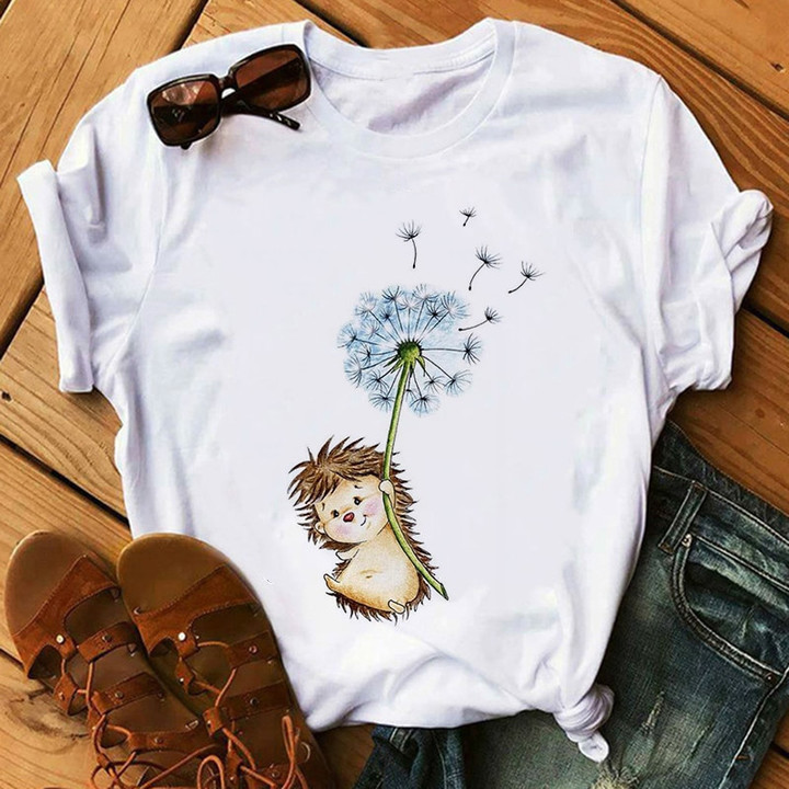 Hedgehog Cute Graphic Print T-shirt