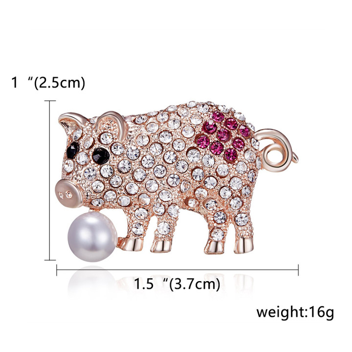 Rinhoo Lovely Cartoon Pig Brooches Pin for Women Cute Rhinestone Crystal Little Piggy Enamel Lapel Pin Badge Animal Jewelry Gift