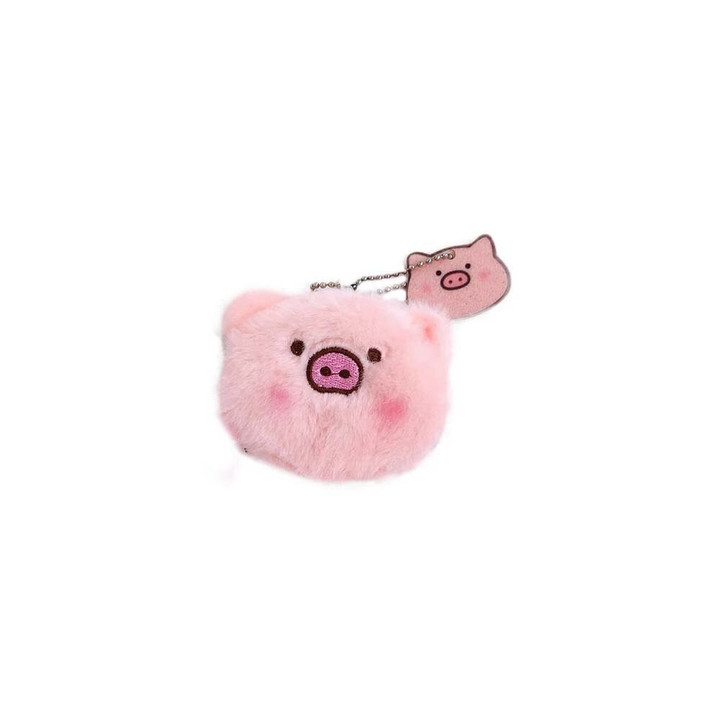 1PC Plush Stuffed Mini Pig Head Keyring Couple Pendant Brooch Valentine's Day Gift Girl Plush Animal Toy Keychain