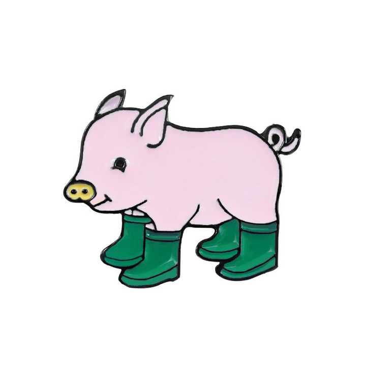 Cute pigs wear rain boots three colors optional animal pet brooch parents give children gifts reward accessories denim trend