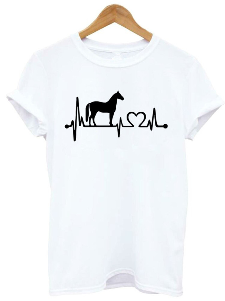 Horse Heartbeat Print T Shirt