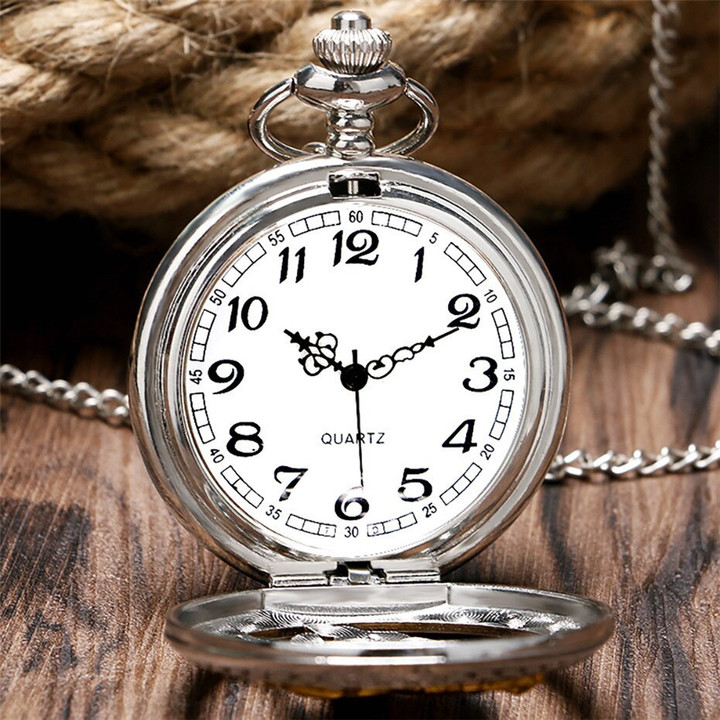 Exquisite Running Golden Horse Quartz Pocket Watch Silver Necklace Chain Hollow Half Hunter Pendant Necklace Clock Men Women