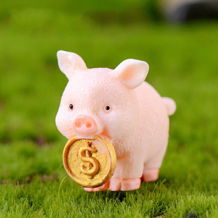 Cute Fortune Pig Resin Miniature Crafts Christmas Pendant Lucky Piggies Cake Topper Decoration DIY Micro Landscape New Year 2022
