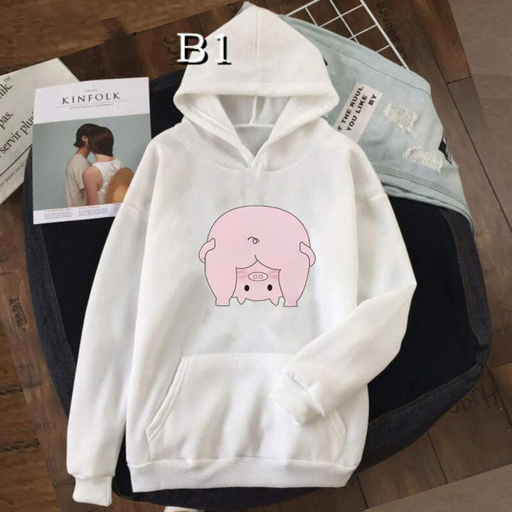 Kawaii Pink Pig Graphic Women 's Hoodie Harajuku Aesthetic sweater for Women Female Punk clothes oversized Hoodie Tops Female