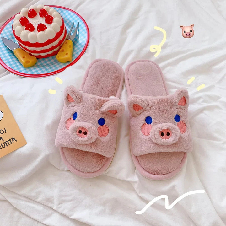Lovely Cartoon Pig Slippers Women Thick Sole Indoor Cotton Shoes Ins Hot style Animal Slipper Female Home Piggy Shoes