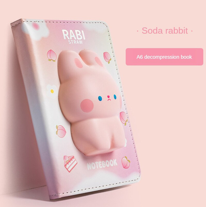 3D Pig Dinosaur Kawaii Reduced Pressure Journal Diary PU Leather Notebook Squeeze Doll Decompression Vent Schedule Planner