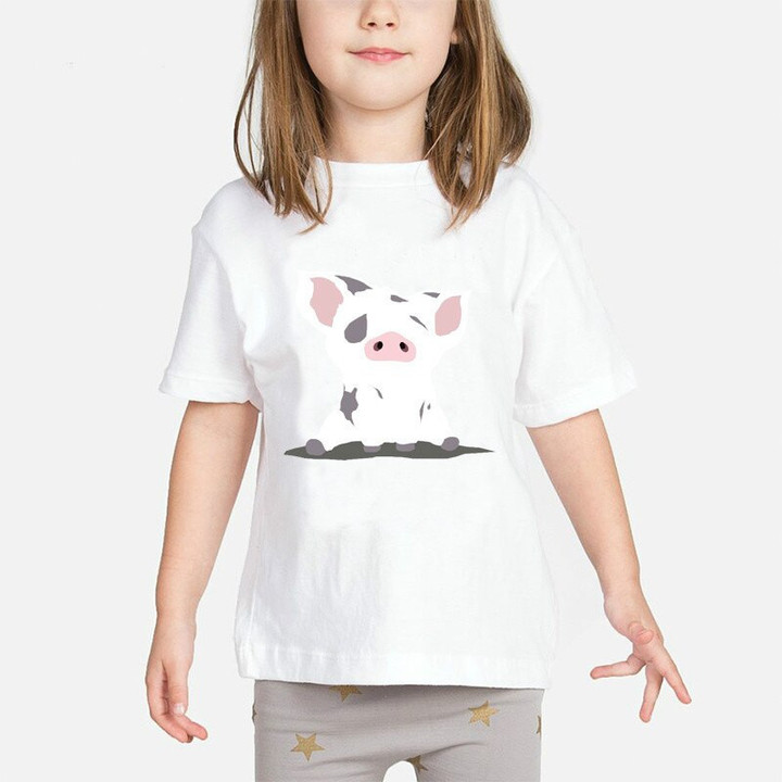 Girls T Shirt Pua Pig Hei Hei Chicken Print T-Shirts Girls kids T Shirt Short Sleeve Tees Tops For 2-8 Years Children