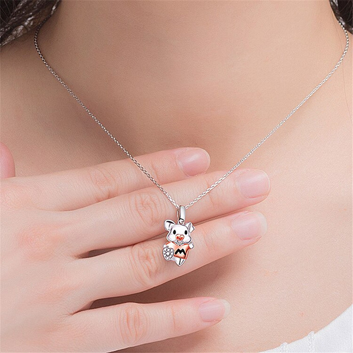 MOONROCY Rose Gold / Silver Color Cute Pig Chokers Necklace CZ Heart for Women Girls Gift Dropshipping Jewelry Wholesale