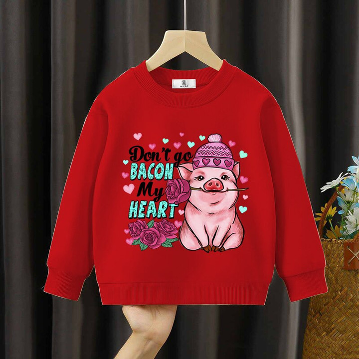 Farm Animals Print Hoodies Kids Cartoon Pig Sweatshirts Girls Boys Vintage Rose Hoodies 2023 New Pet Pig Children's Clothing