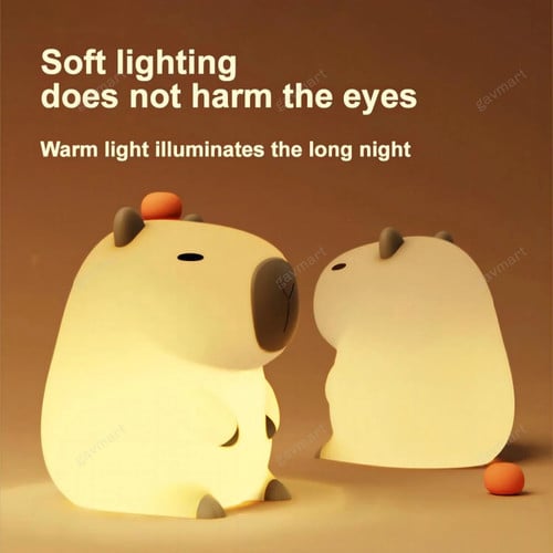 Cute Capybara Silicone Night Light USB Rechargeable