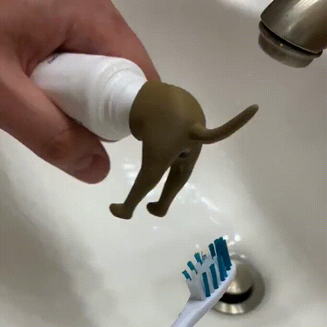 Pooping Dog Butt Toothpaste Topper