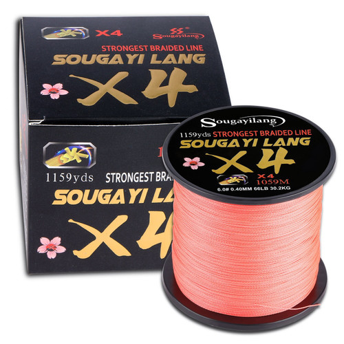 Sougayilang Braided Line 4X 100/300m 5 Color All for Fishing Line MaxDrag 66LB Multifilament PE Line for Saltwater Sea Fishing