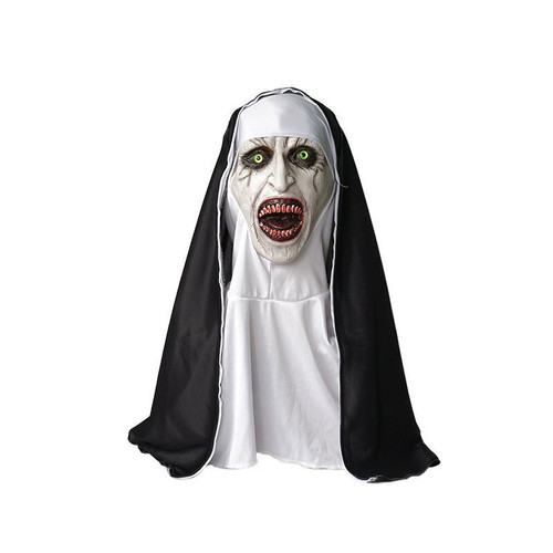 Halloween Horror Nun Latex Mask Sister Headscarf Cosplay Scary Ghost Face Headgear Headpiece Carnival Party Costume Props