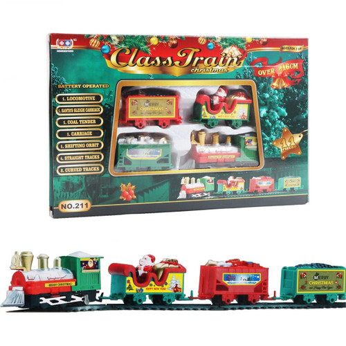 Electric Christmas Train Toy Set with Light Sound Train Track Set Diy Railway Tracks Educational Toys for Kids Party Xmas Gifts