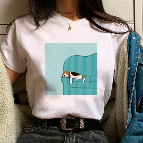 Beagle tshirt women comic Tee girl graphic funny Japanese clothes