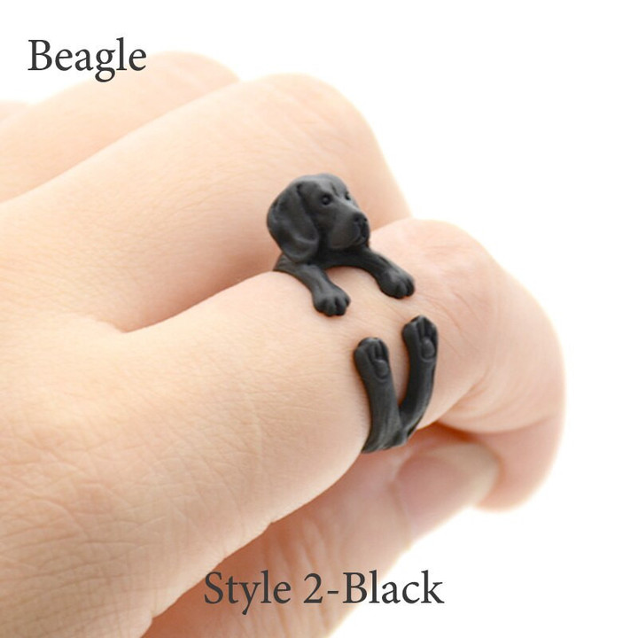 Beagle Dog Wrap Rings for Women Anel Animal Pet Ring Men