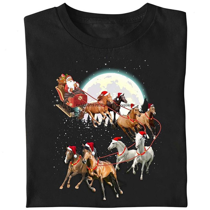 Horses Reindeer Christmas Funny T Shirt. X mas Gift Shirt