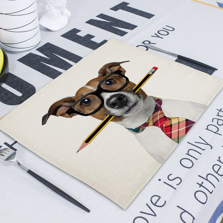 Cute Pet Dog Coaster Individual Tablecloth for White Beagle Puppy Dog Table Mat Kitchen Cup Napkin for Plates CoastersTischset