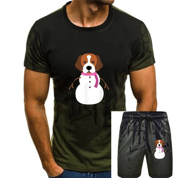 Beagle Snowman Christmas Christmas Beagle Shirt Gift Tee-Men's T-Shirt-Black