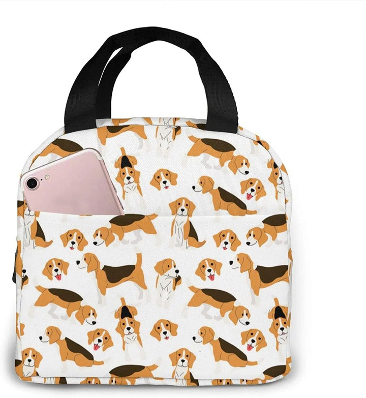 Beagle Dog Lunch Bag Insulated Water-Resistant Tote Bag Reusable Lunch Box for Work Picnic Travel