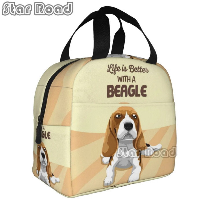 Kawaii Beagle Resuable Lunch Boxes for Women Leakproof Dog Thermal Cooler Food Insulated Lunch Bag Kids School Children