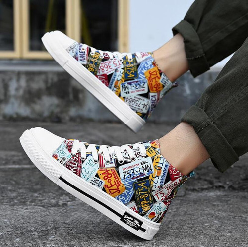 Couple High Top Men's 2021 Printed Canvas Shoes All Vulcanize Shoes Women Graffiti Casual Skateboarding Classic Brand Sneakers