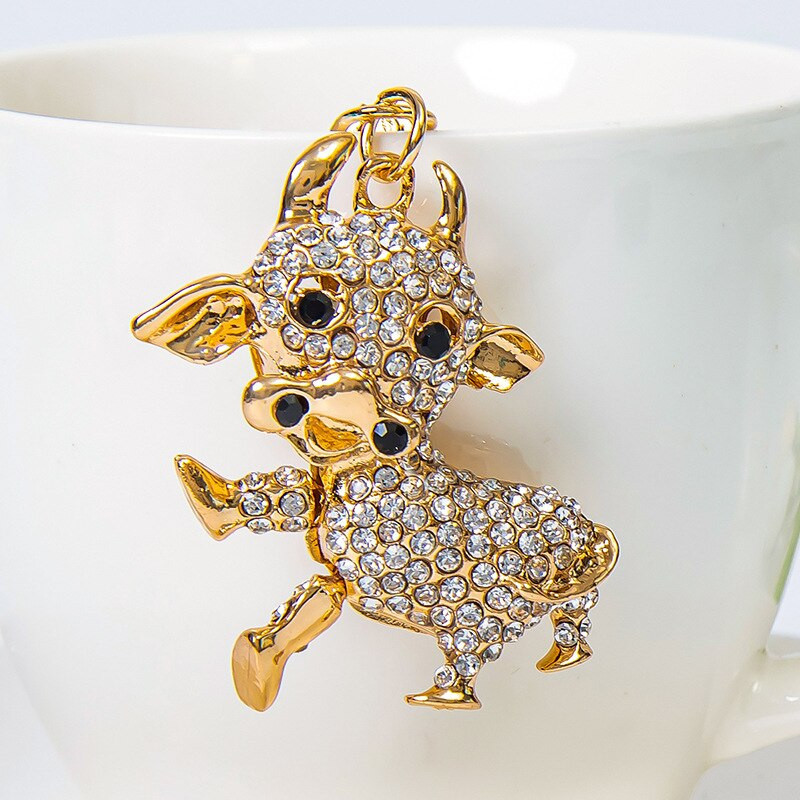Cute Leg Lifting Cow Keychain Animal Cattle Bull Key Chain Key Ring Ho ...