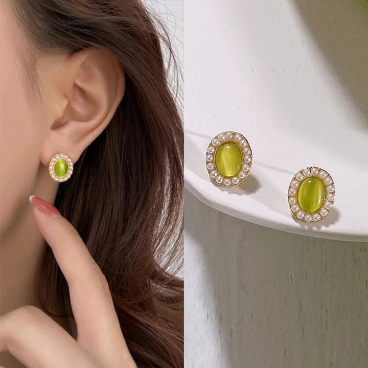 Oval Opal Earrings for Woman