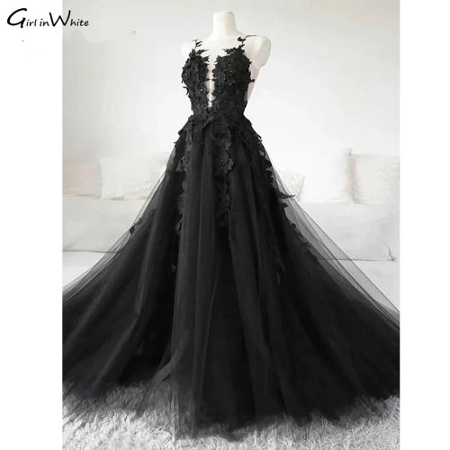 Sexy Black Long Wedding Dress