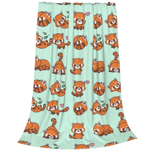 Red Panda Pattern Blankets Flannel Textile Decor Anime Animal Portable Ultra-Soft Throw Blanket for Home Bedroom Bedding Throws