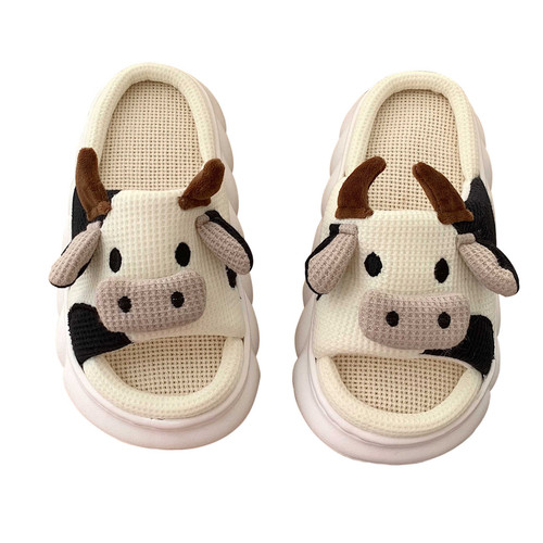 Cute Cartoon Milk Cow House Slippers Funny Shoes 2022 Women's Slippers Summer Four Seasons Indoor Home Slippers