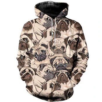 PLstar Cosmos Drop shipping 2019 Fashion Mens hoodies 3D Printed animal Cartoon Pug Hoodie Harajuku streetwear sudadera hombre