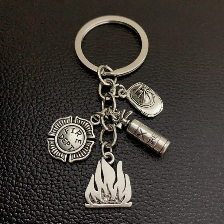 2020 New Fire Extinguisher and Flame Keychain/Firemen Gift/Firefighter Pendant keychain Gift