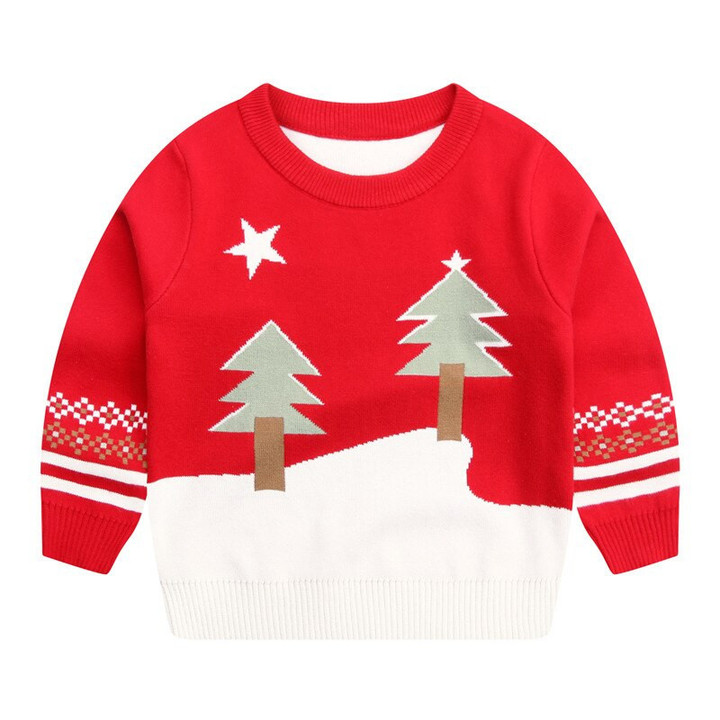 Merry Christmas Girls Sweater Winter Keep Warm Baby Girl Clothes Casual Knitting Sweater Birthday Present 2-6 Years Kids Clothes