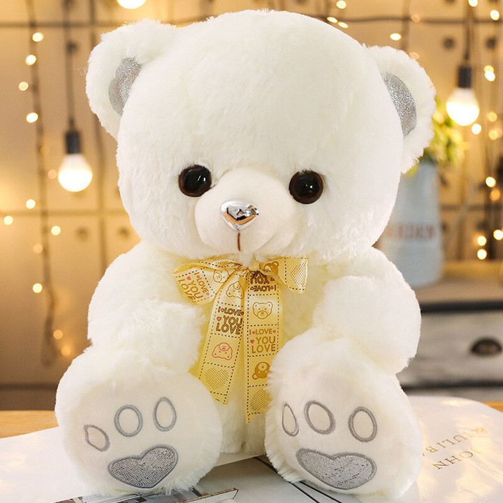 35-65cm 3 Colors Super Cute Teddy Bear Stuffed Plush Toy for Girls Gift Soft Blue Pink White Bear Dolls for Valentine Christmas