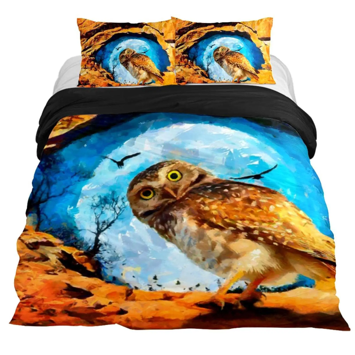 Owl Duvet Cover Twin King Queen Size Cartoon Owl Comforter Cover Bird Animal Bedding Set Kid Quilt Cover Polyester Quilt Cover