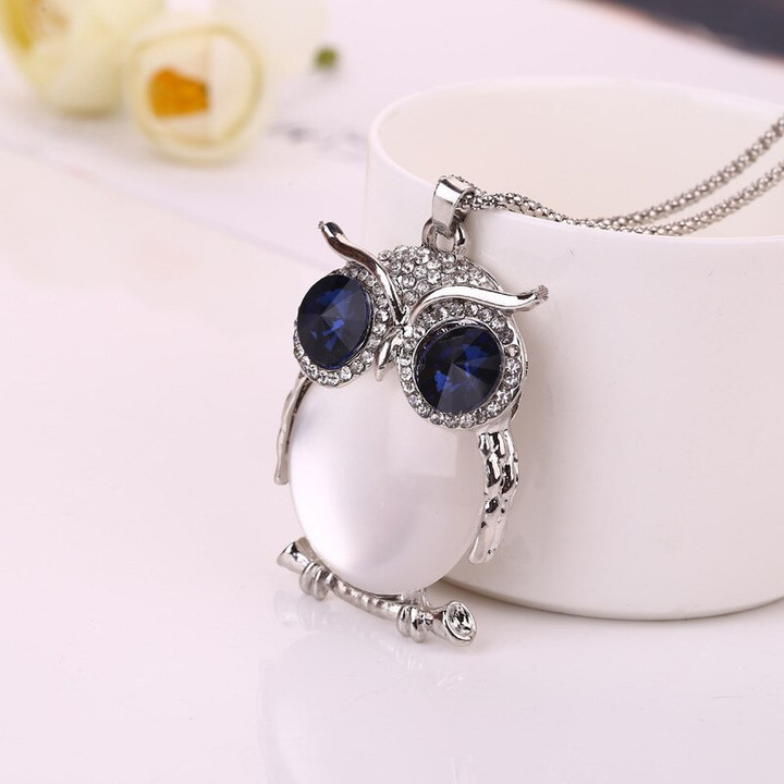 Crystal Owl Necklace Fashion Glass Animal Necklaces Charms Wing Long Chain Pendants Trendy Womens