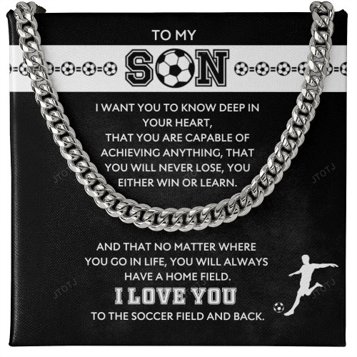 Soccer Player Necklace To My Son From Mom and Dad, Boy Pendant Gifts From Mother Father to Soccer Athletes