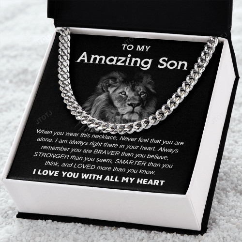Necklace To Amazing Son From Mom Dad, Boys Chains Gifts From Father Mother, Birthday Gift for Boy, Christmas Present for Men