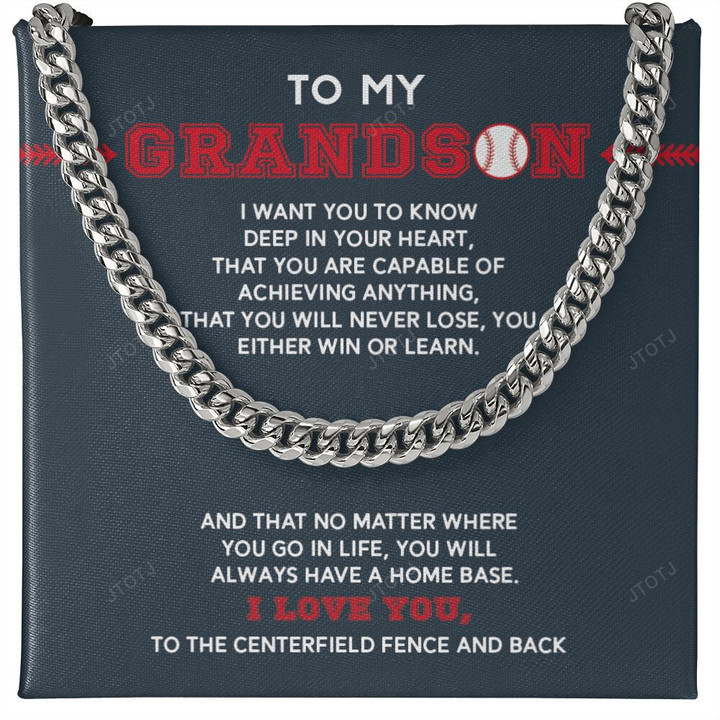 Baseball Necklace To My Grandson From Grandma Grandpa, Boy Athletes Pendant Gifts From Nana to Baseball Player