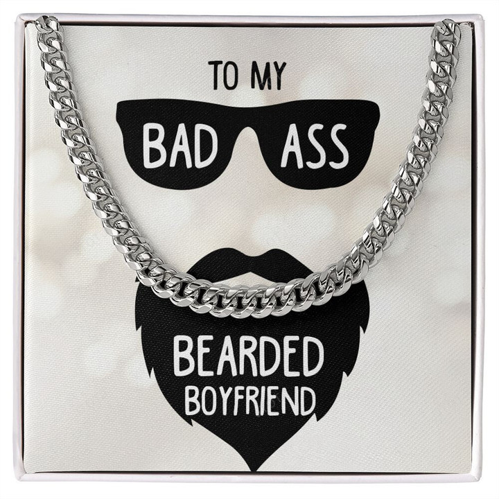 Chain To My Badass Beared Boyfriend, Chain Necklaces for Him, Last Minutes Gift Ideas, Romantic Birthday Gift For Men Boyfriend Soulmate