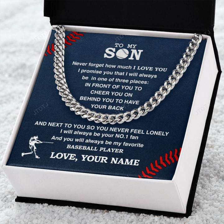 Personalized Baseball Necklace To My Son From Mom, Custom Boy Pendant Gifts From Dad to Baseball Player