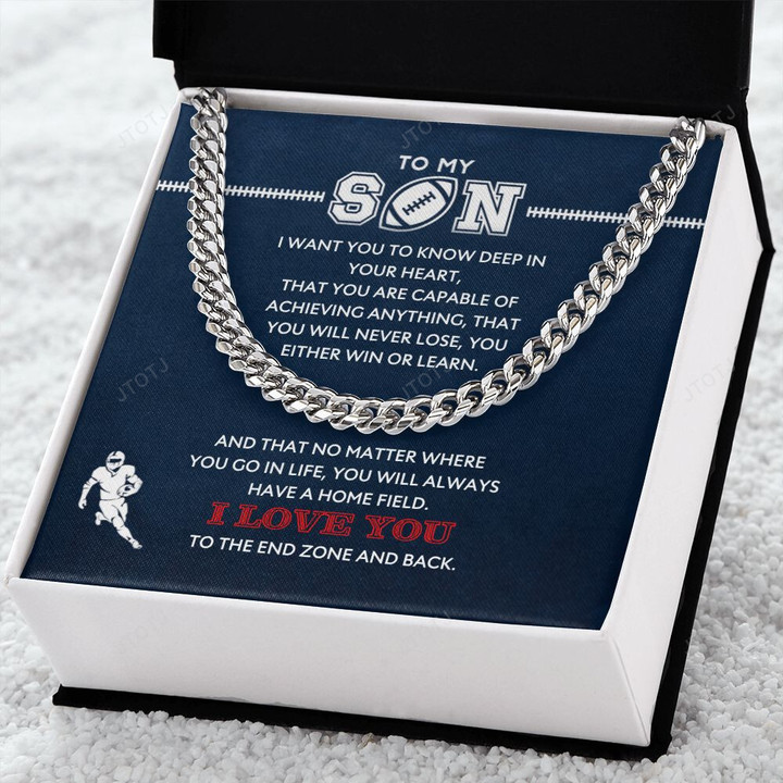 Boys Football Necklace To My Son From Mom, Boy Athletes Pendant Gifts From Dad to Football Player