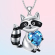 Raccoon Crystal Jewelry Blue Necklace